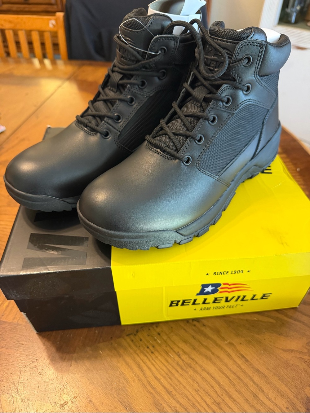 Men's Black Tactical Work Boots. Belleville.